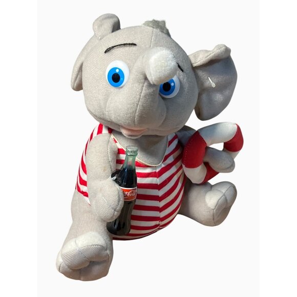 Coca-Cola Elephant Plush Toy 1993 Striped Overalls Collectible - Picture 14 of 14